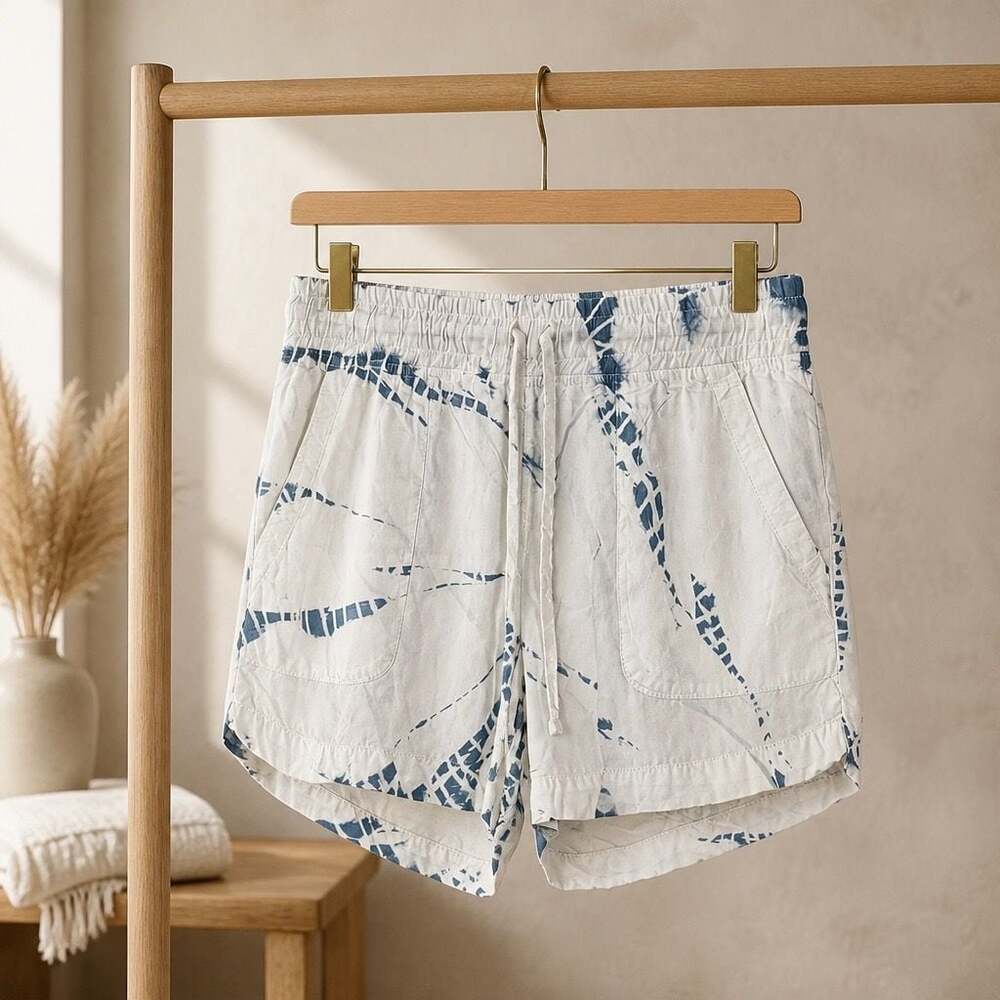 Hard Tail Forever Women's Blue Tie-Dye Elastic Drawstring Shorts Style BEM-05